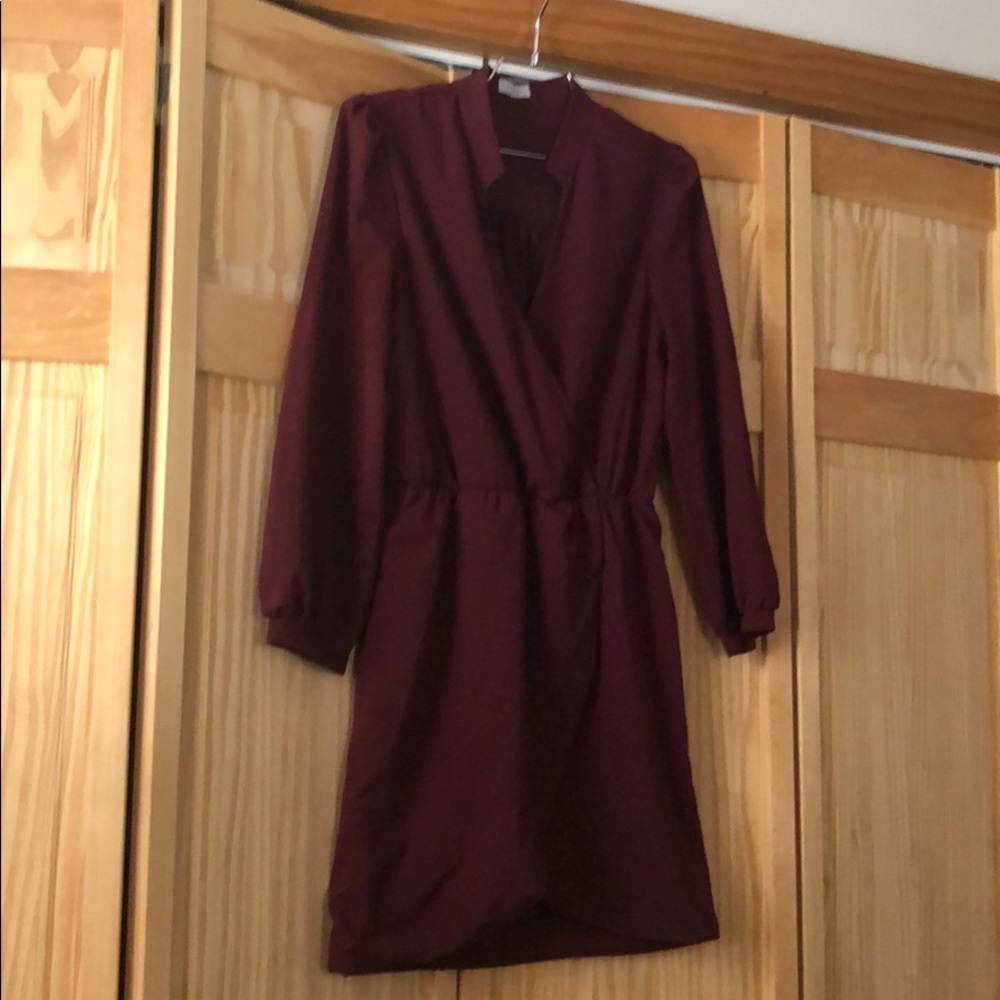 Burgundy shirt dress